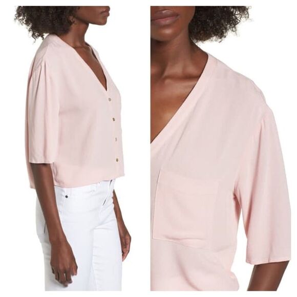 Chloe & Katie Crepe Button Front Shirt Size Small - Picture 8 of 8